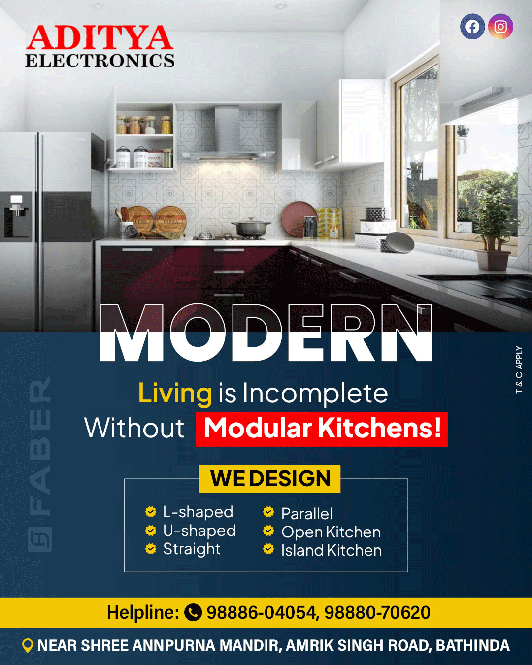 modular kitchen social media post